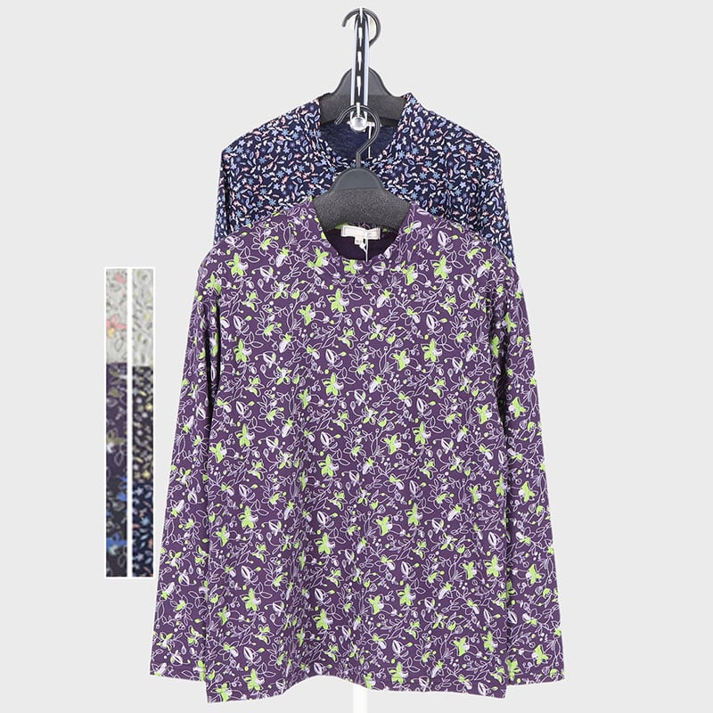 婦人長袖総柄プリントTシャツ2柄