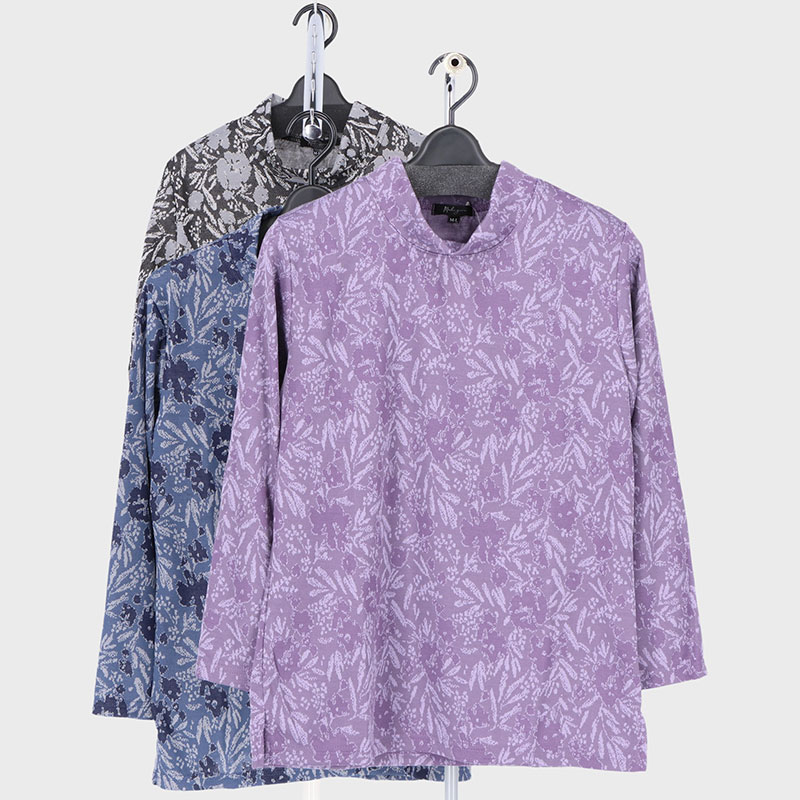 婦人大寸長袖ジャガードTシャツ