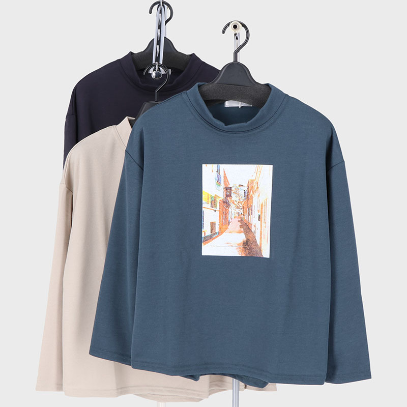 婦人長袖ダブルフェイスワイドTシャツ