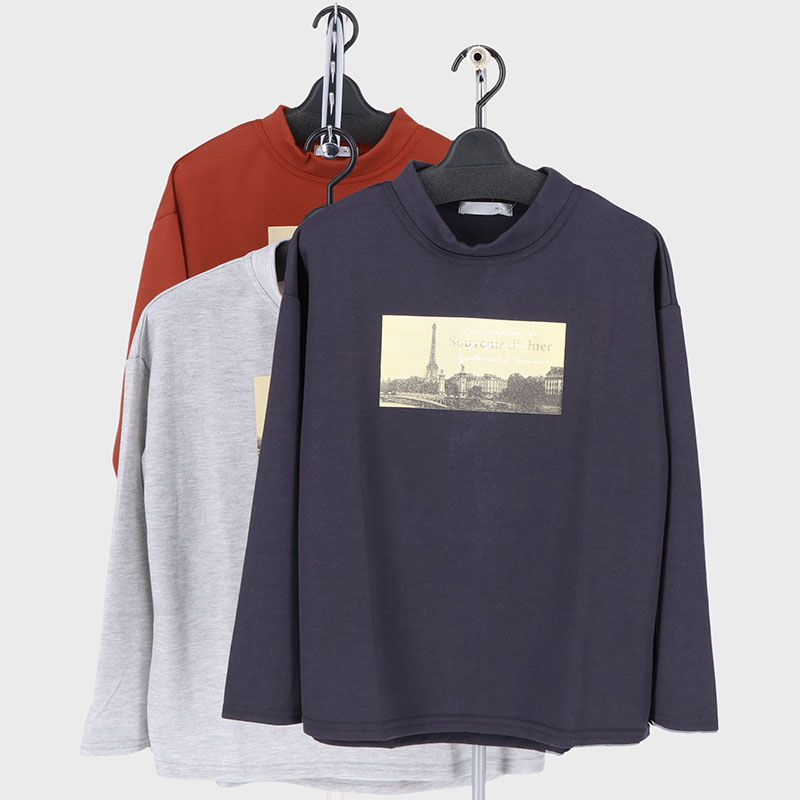 婦人長袖ダブルフェイスワイドTシャツ