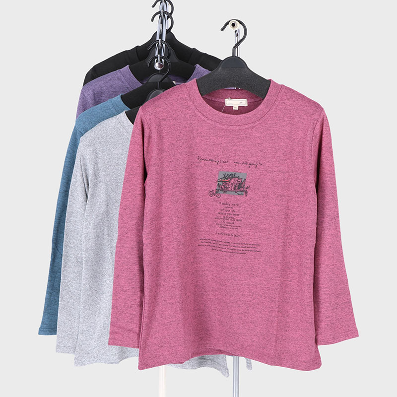 婦人裏起毛プリントトレーナー