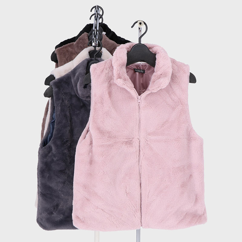 婦人フェイクファージップベスト