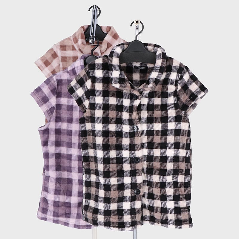 婦人大寸モコモコ格子ベスト