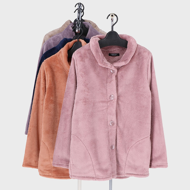 婦人大寸モコモコ無地ジャケット