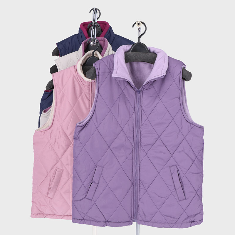 婦人中綿キルトフリースベスト