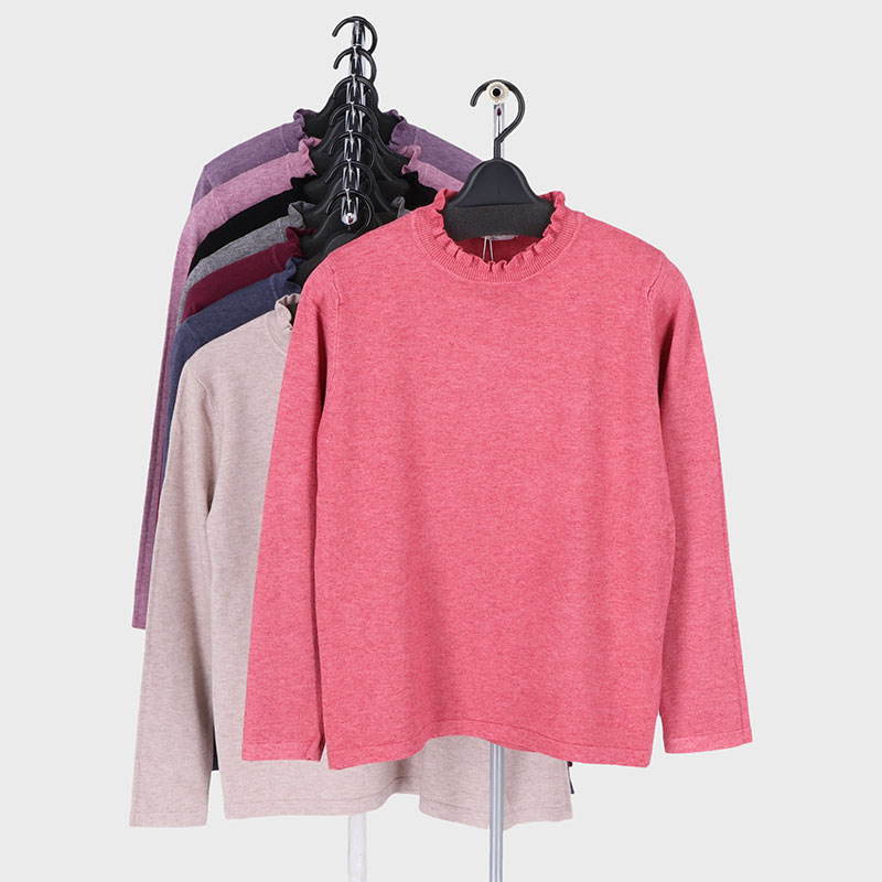 婦人大寸もちもちニットメロー衿セーター