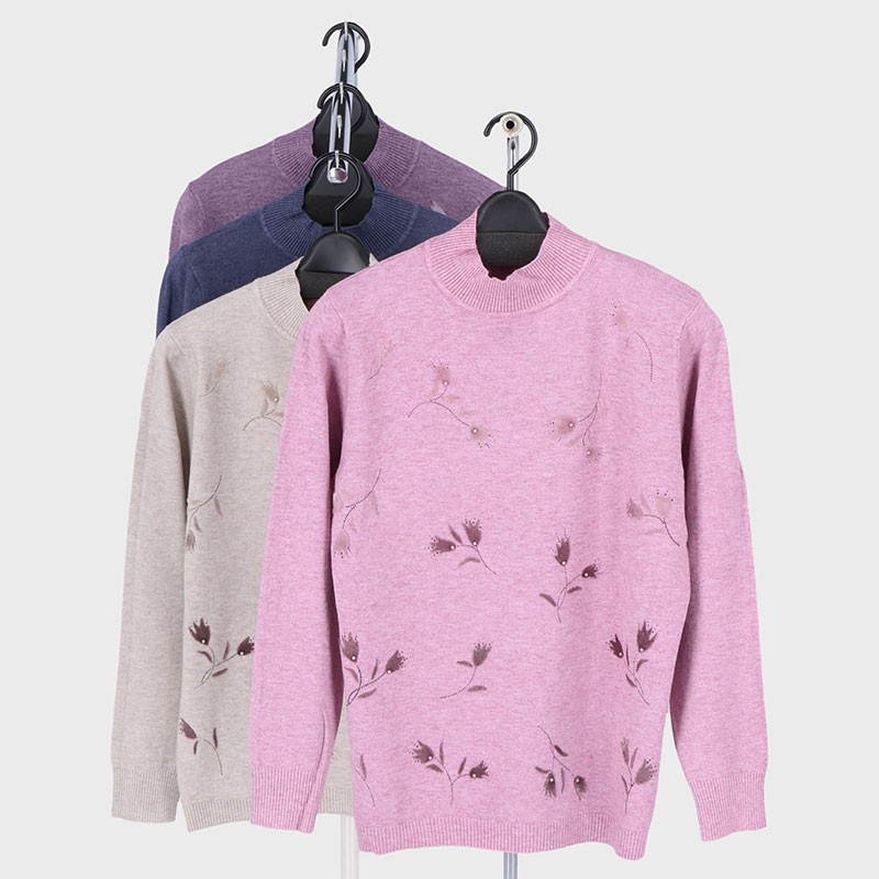 婦人もちもちニットフロッキープルオーバー