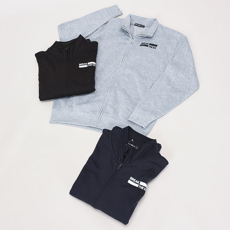 紳士大寸裏起毛スタンドフルジップワンポイント