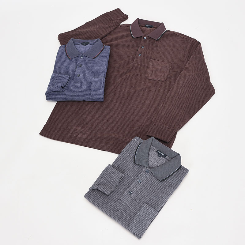 紳士長袖カチオンフリースポロシャツ