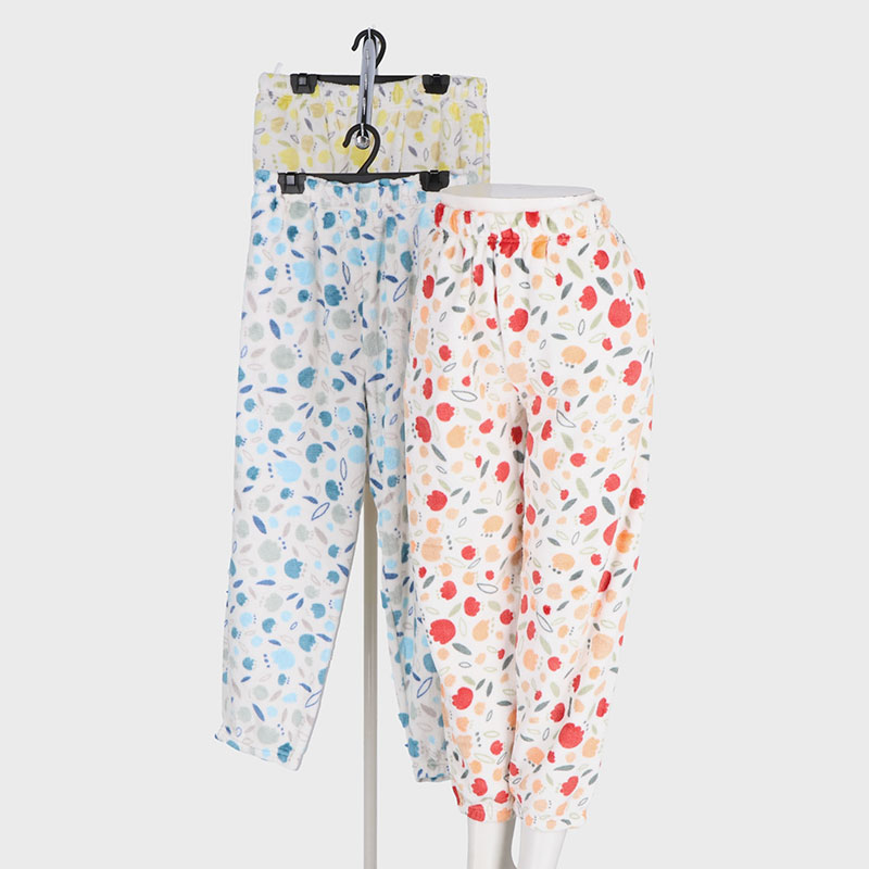 婦人フリースチューリップ柄裾ゴムパンツ