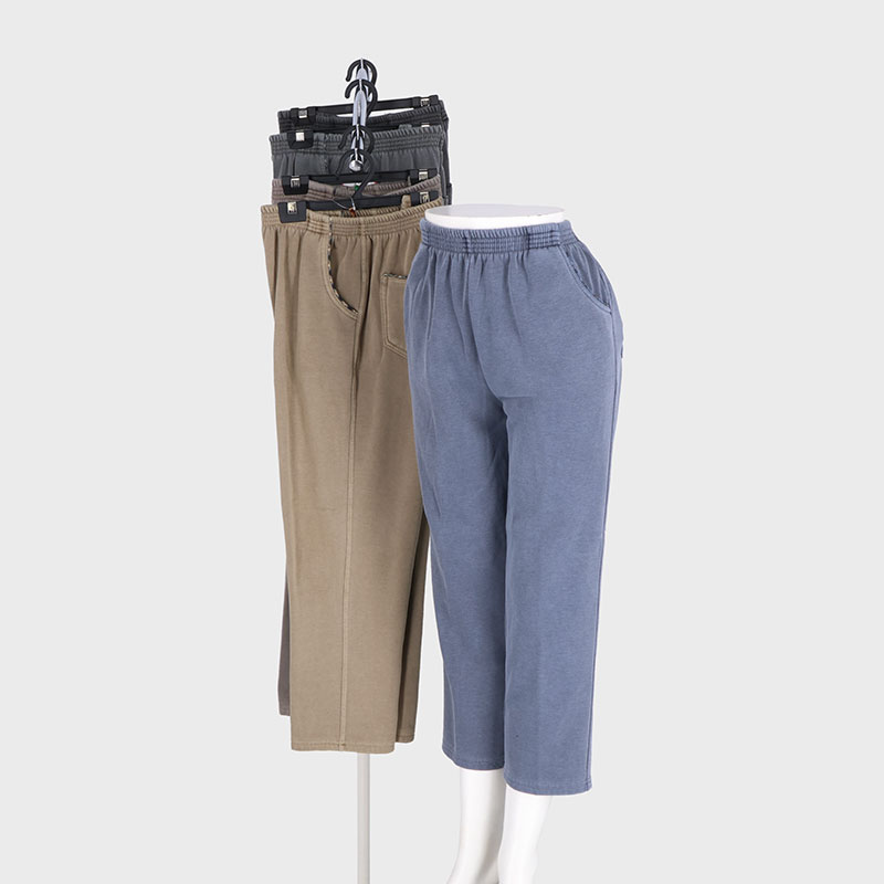 婦人綿混シャギー4ポケ格子パイピングパンツ