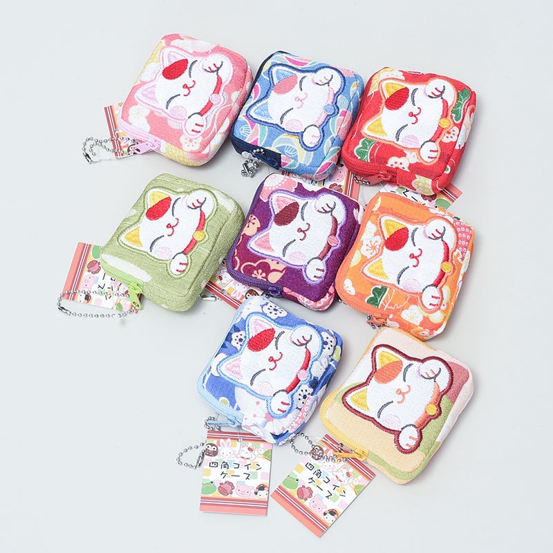 招き猫四角コインケース