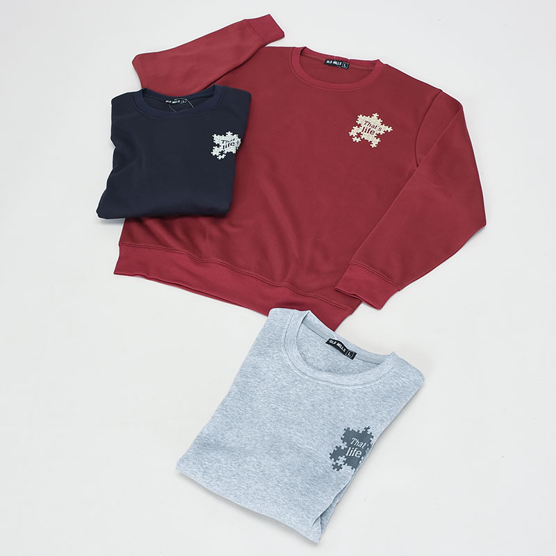 紳士裏起毛クルートレーナーシンプル柄2