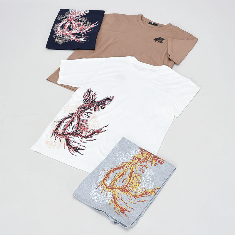 紳士バックプリントTシャツ和柄鳥