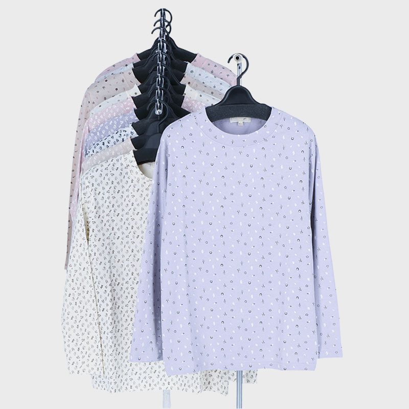 婦人長袖総柄プリントTシャツ2柄