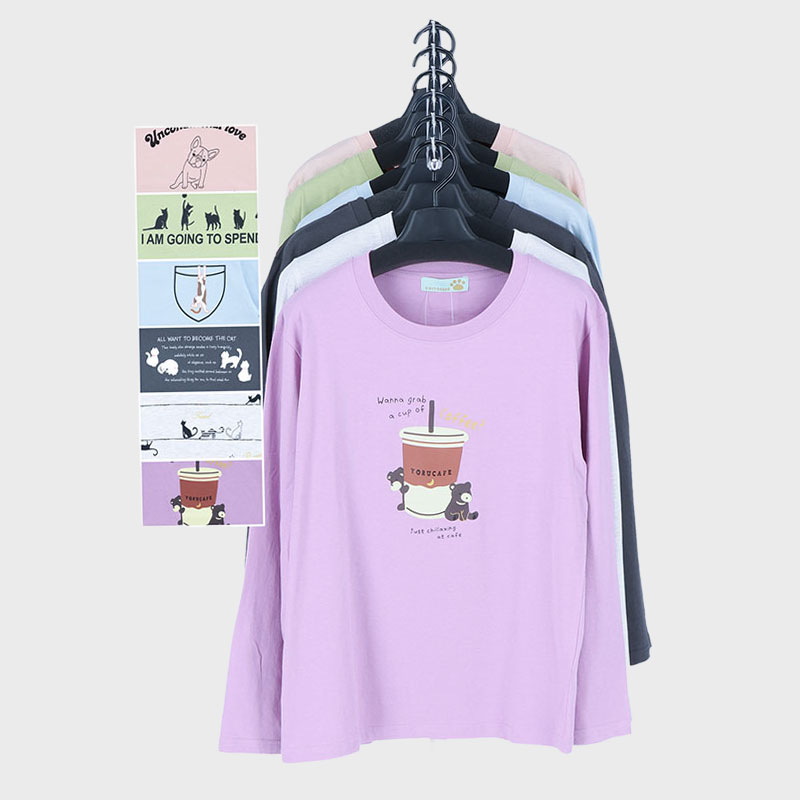 婦人長袖プリント6柄込みTシャツ