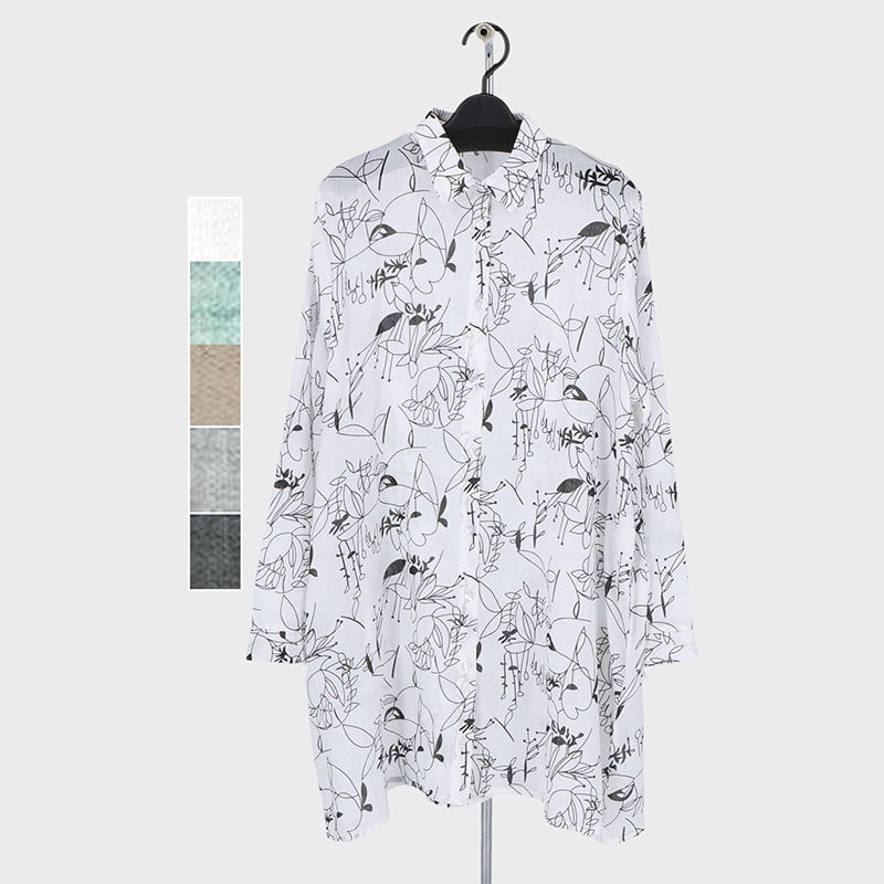 婦人チュニックプリントシャツ