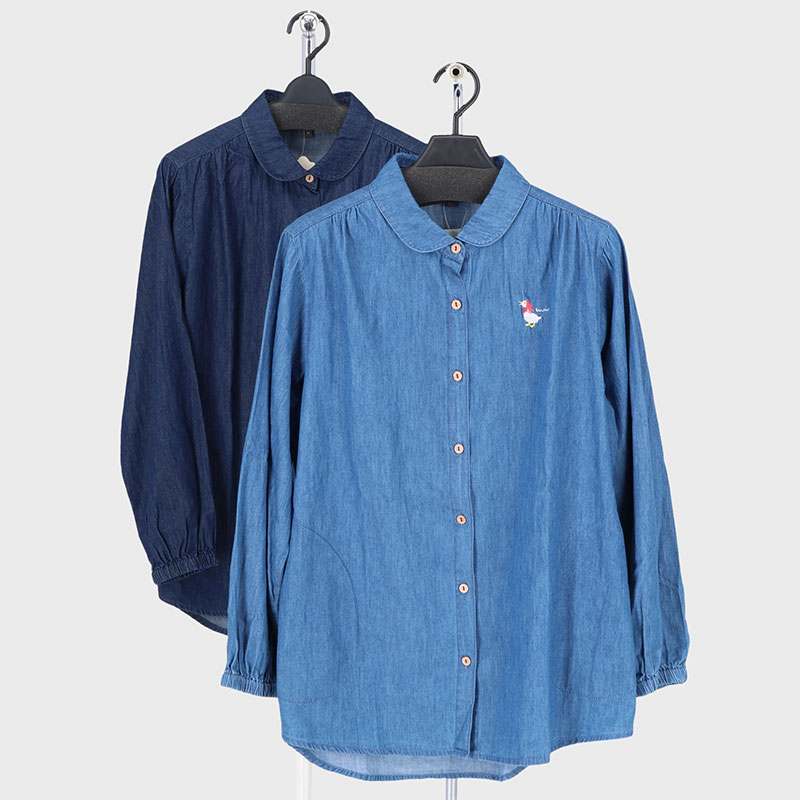 婦人長袖デニムシャツ