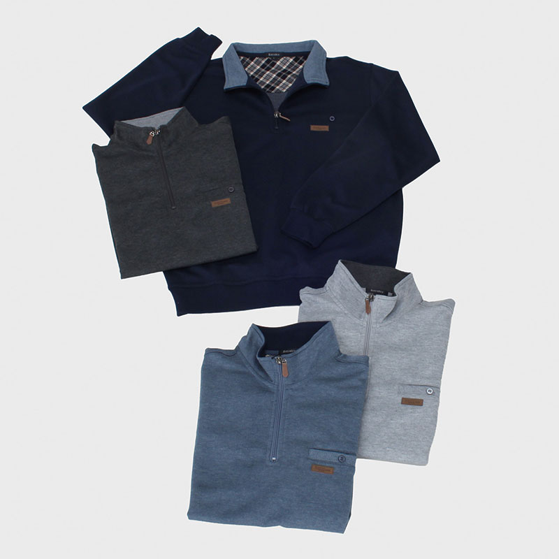 紳士大寸ダンボール無地ハーフジップトレーナ