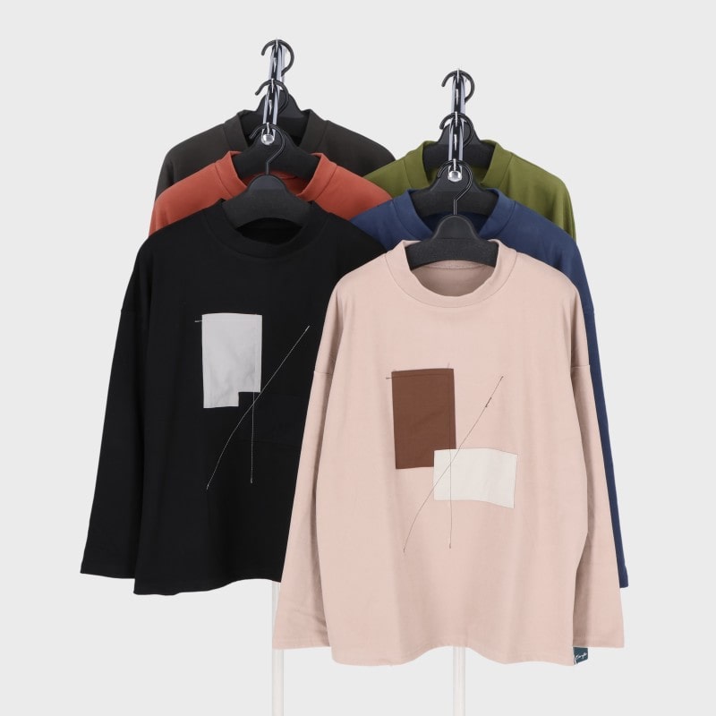 婦人ピーチ起毛布帛使いTシャツ