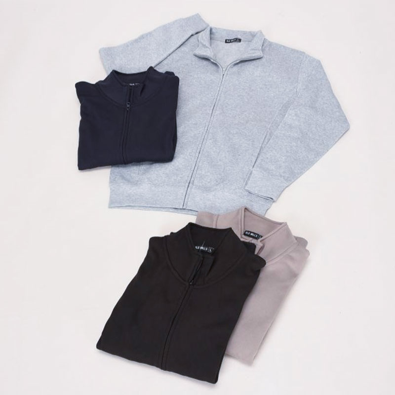 紳士大寸裏起毛無地スタンドフルジップトレーナー