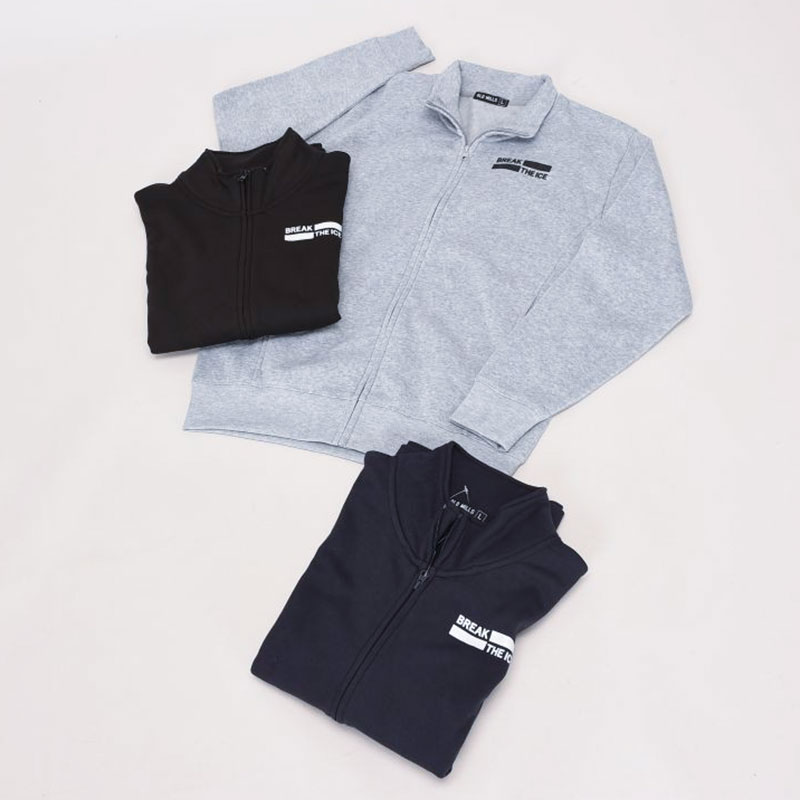 紳士大寸裏起毛スタンドフルジップワンポイント