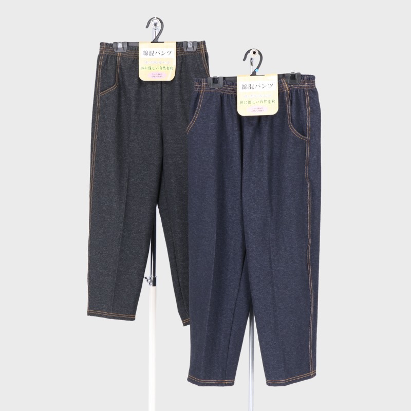 婦人8分丈デニムニットパンツ