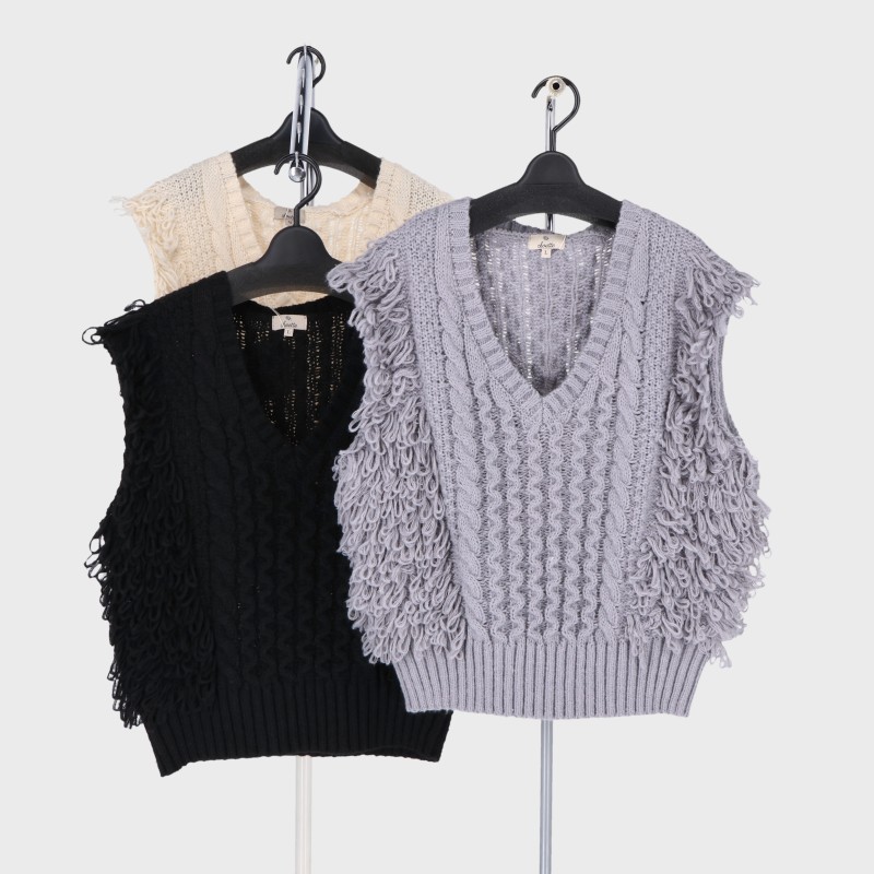 婦人5Gフリンジニットベスト