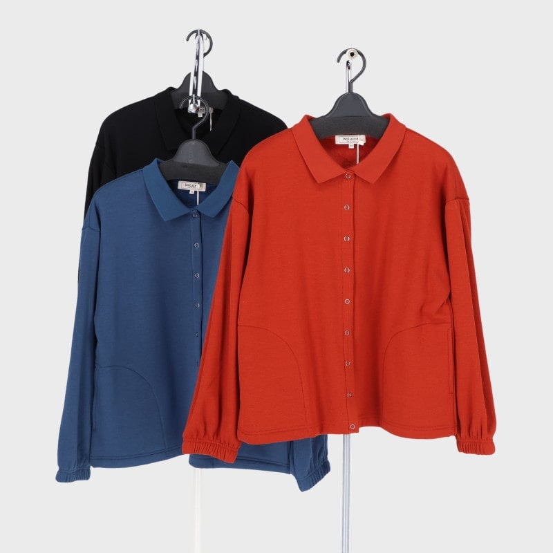 婦人裏シャギー襟付きカーディガン