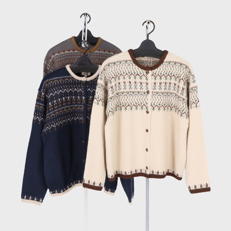 婦人5Gフェアアイル柄カーディガン