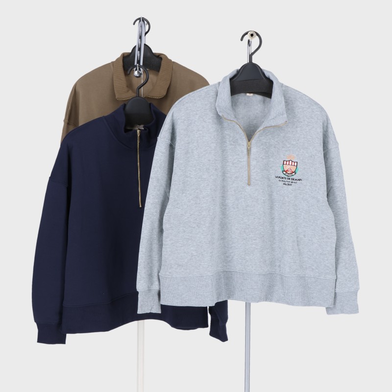 婦人裏起毛ハーフZIPトレーナー