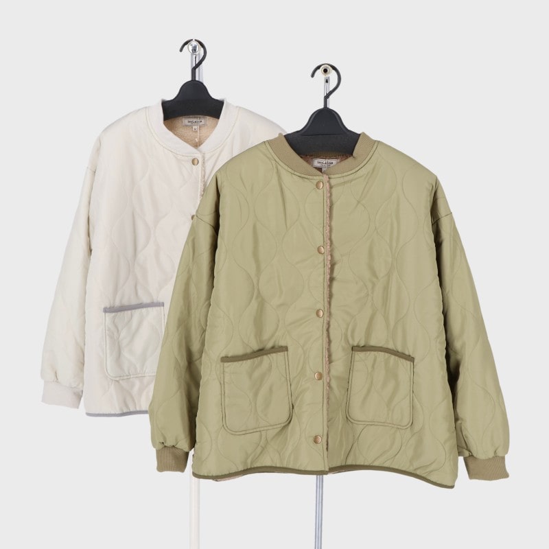 婦人中綿キルト裏ボアジャケット