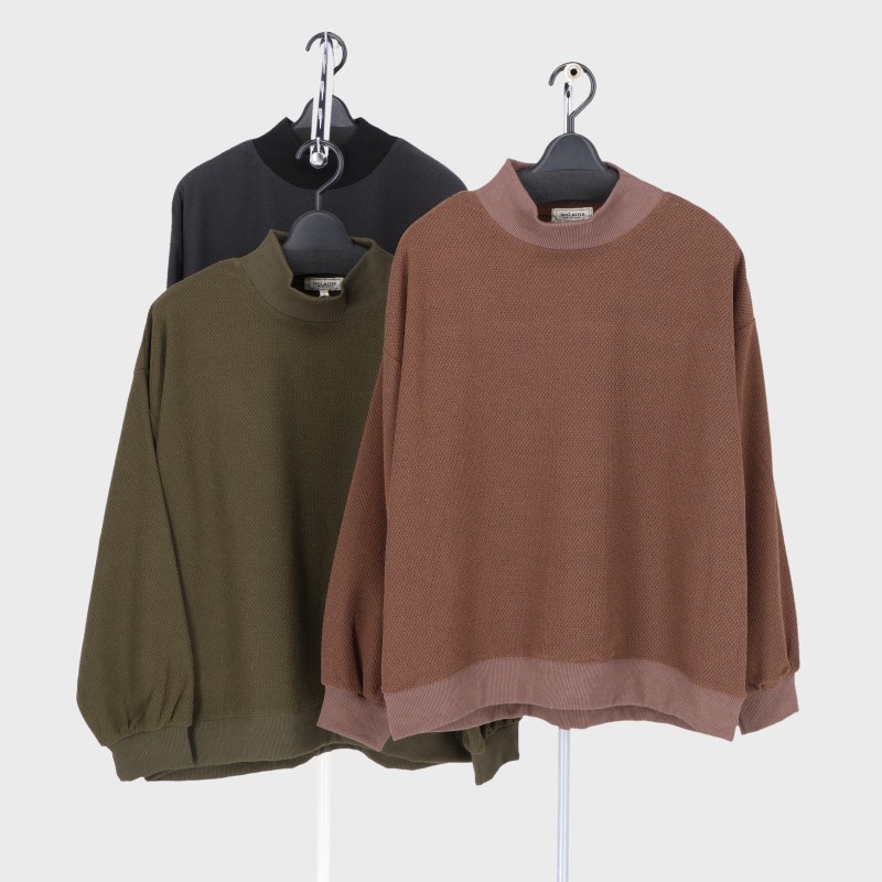 婦人裏起毛鹿の子ハイネックPO