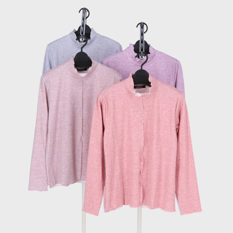 婦人大寸裏起毛メランジメローTシャツ