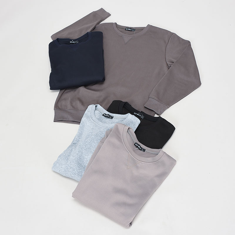 紳士大寸裏起毛無地クルートレーナー