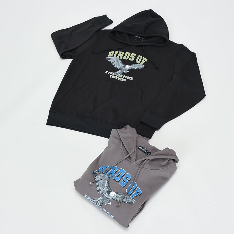 紳士大寸裏起毛プルパーカーヴィンテージ柄