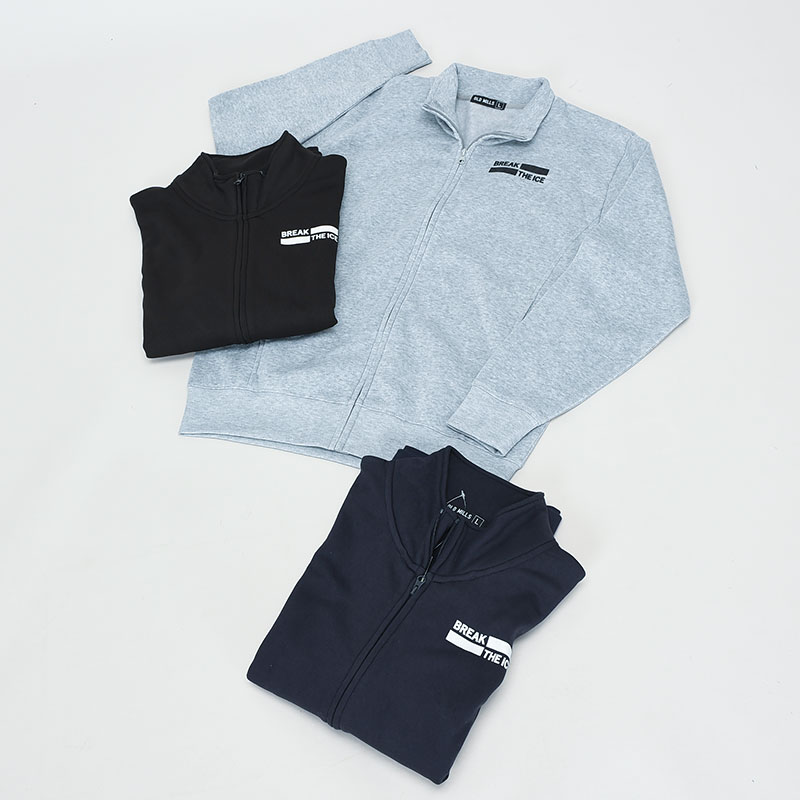 紳士大寸裏起毛スタンドフルジップワンポイント