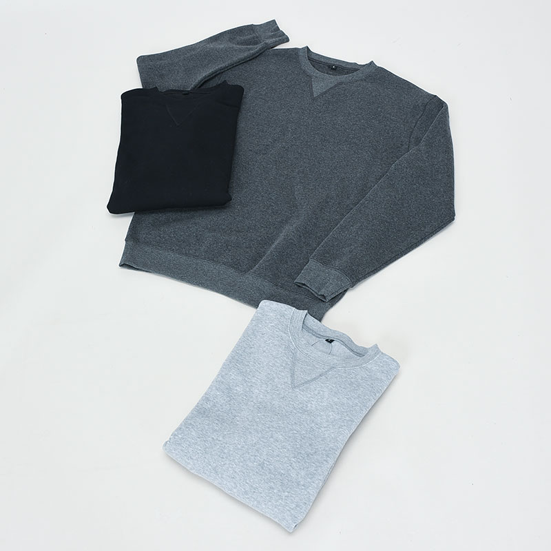 紳士綿混裏起毛無地クルートレーナー