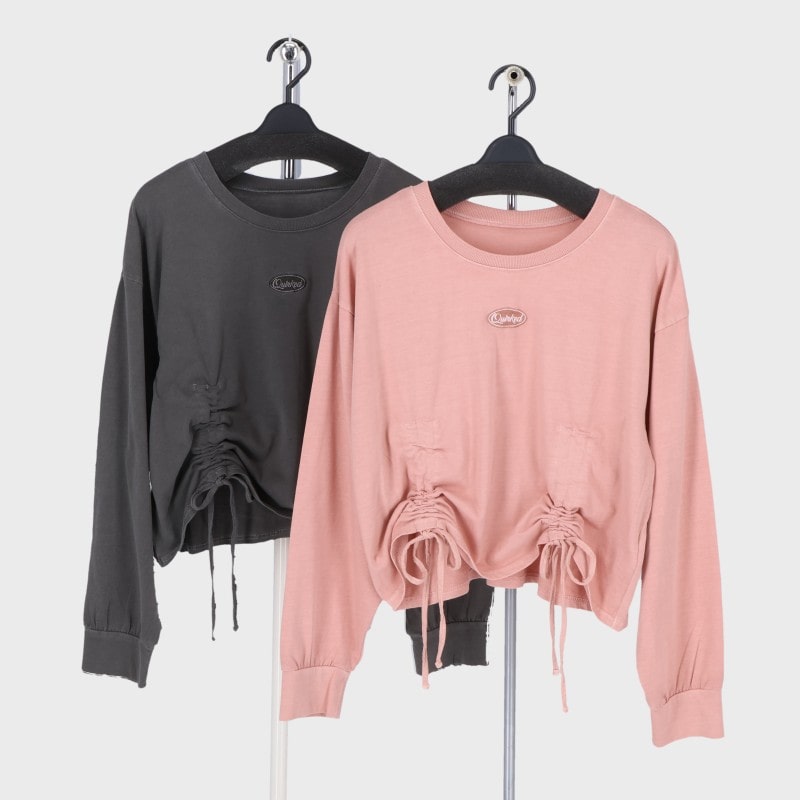 婦人長袖裾ドロストロゴ刺しゅう入りPO