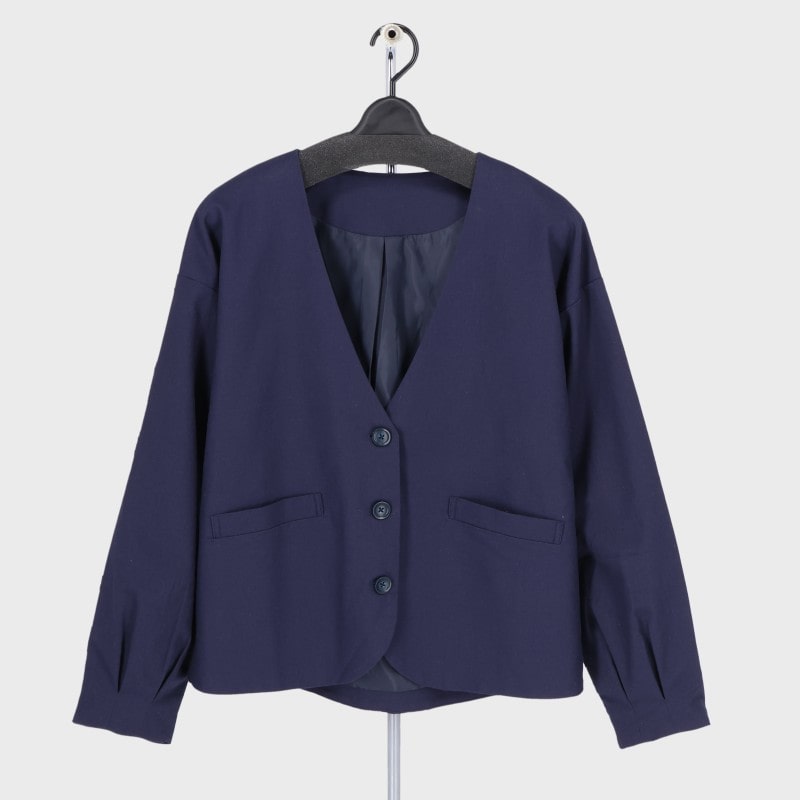 婦人裏地付き袖タックVネックジャケット