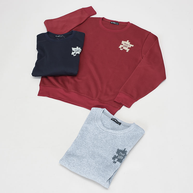 紳士裏起毛クルートレーナーシンプル柄2