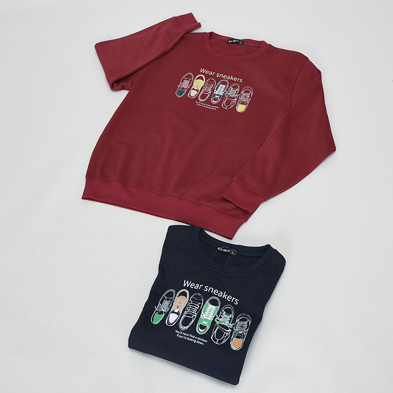 紳士大寸裏起毛クルートレーナーモチーフ柄3