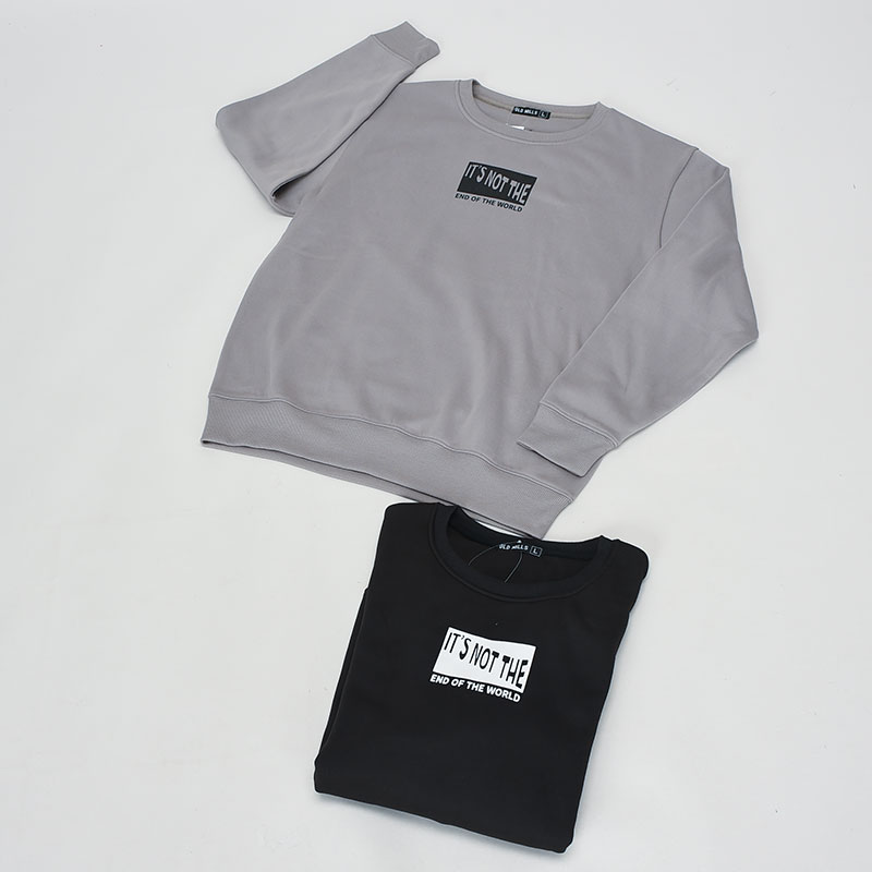 紳士大寸裏起毛クルートレーナーシンプル柄1