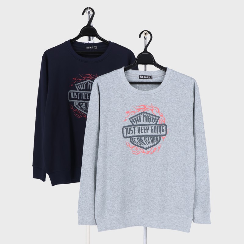 紳士裏起毛クルートレーナーヴィンテージ柄