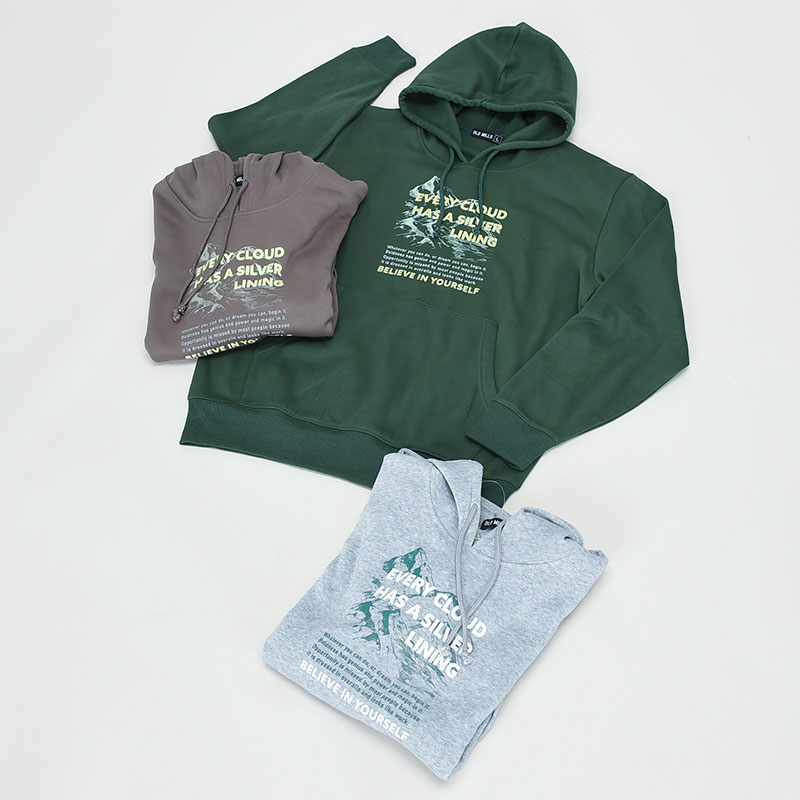 紳士大寸裏起毛プルパーカーアウトドア柄