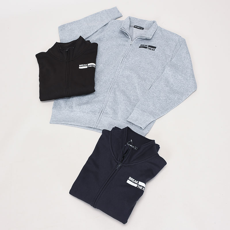 紳士裏起毛スタンドフルジップワンポイント