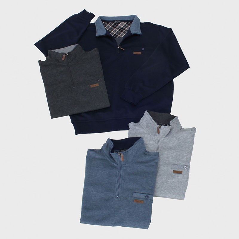 紳士大寸ダンボール無地ハーフジップトレーナ