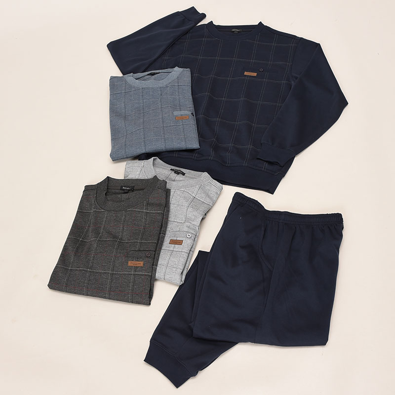 紳士大寸ダンボール前身格子丸首スーツ