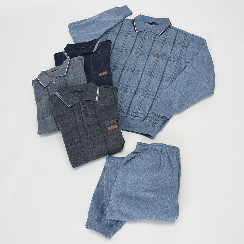 紳士大寸裏起毛前身格子ポロスーツ