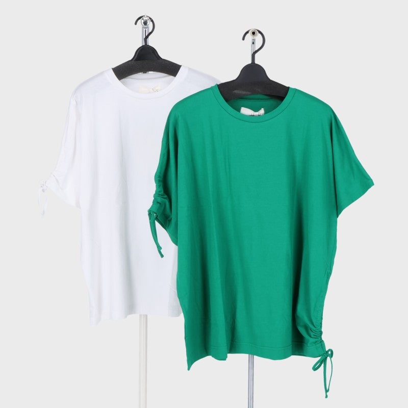 婦人綿100%ドロストデザインTシャツ